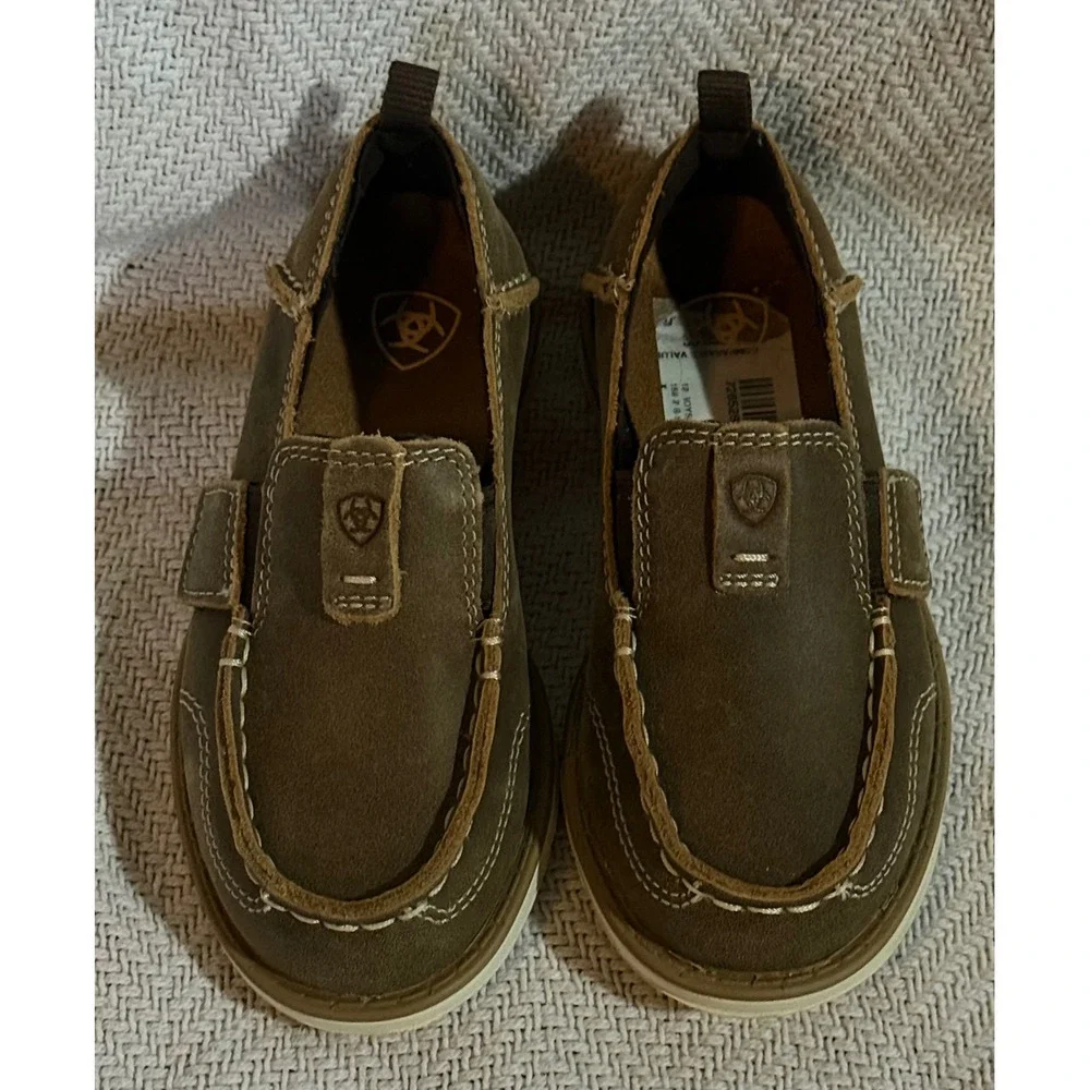 Ariat Kids Cruiser Brown Leather Slip On Moc Toe Loafers 10035781 Size 10C